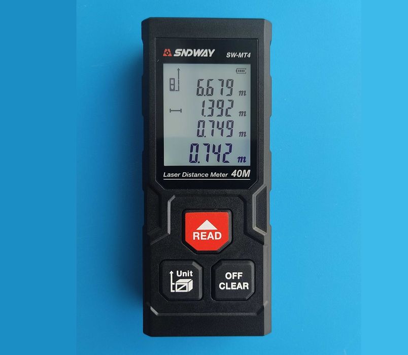 Дигитална лазерна ролетка рулетка 40 метра 40м далекомер, площ и обем