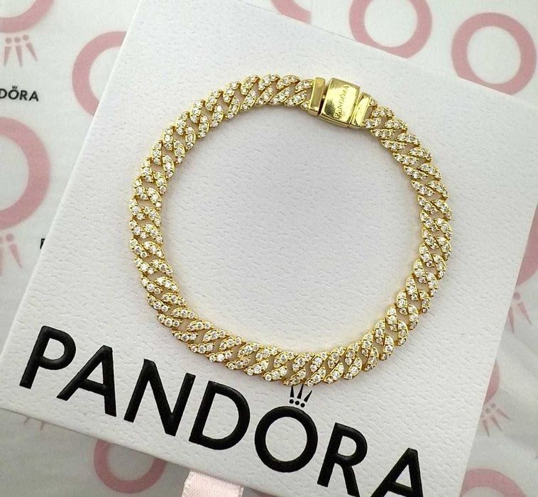 Brățară Pandora lanț cubanez pavé – Aur, in cutie