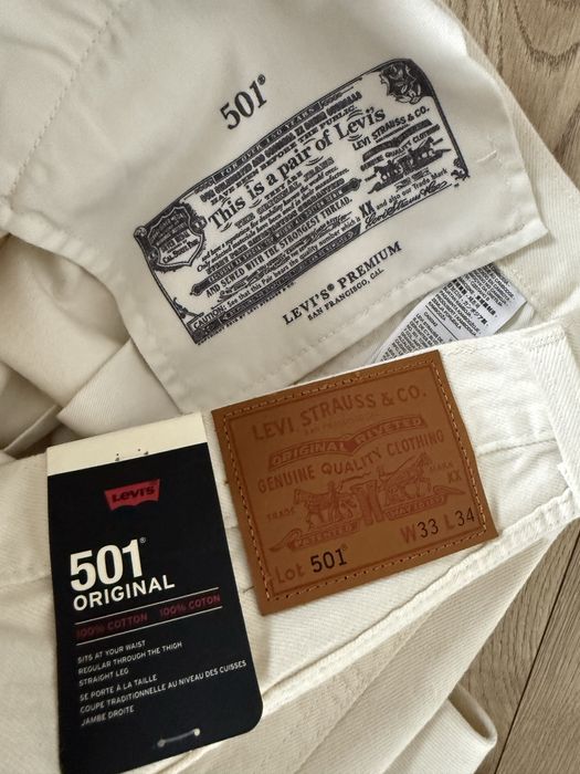 Blugi LEVIS 501 Alb Crem Barbati | Marime 33 x 34 (Talie 86 cm)