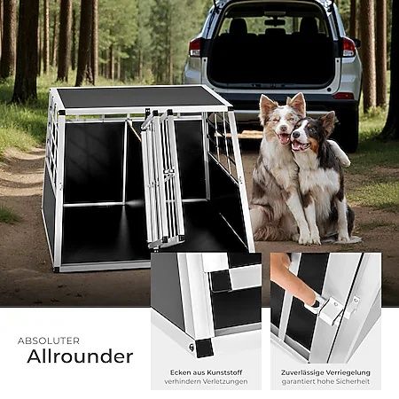 Масивна Двойна транспортна кутия за кучета с заключваща  врата, прегра