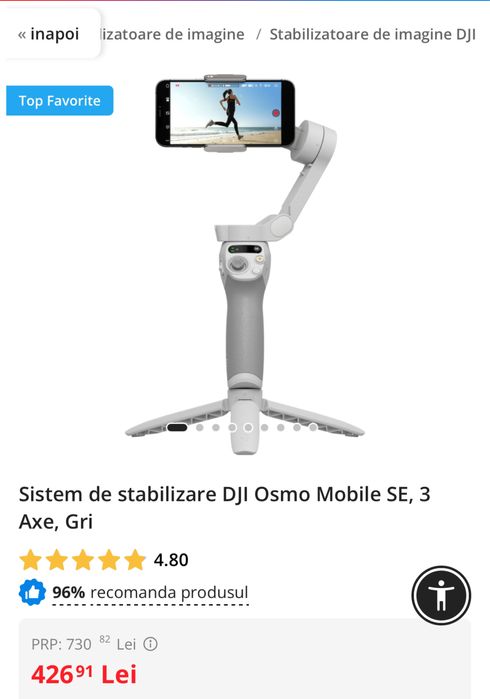 DJI Osmo Mobile SE, 3 Axe, Gri, sigilat, garantie, transpotrt inclus