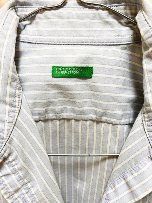 Camasa Dama United Colors of Benetton 36 Bleu cu Dungi Albe