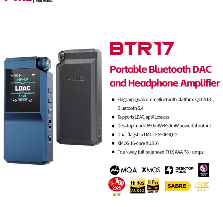 Fiio BTR 17, amplificator căști Bluetooth, High-end