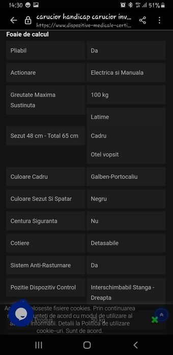 Carucior invalizi max. 100kg