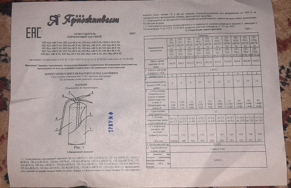 Огнетушитель, аптечка, аварийный знак,трос