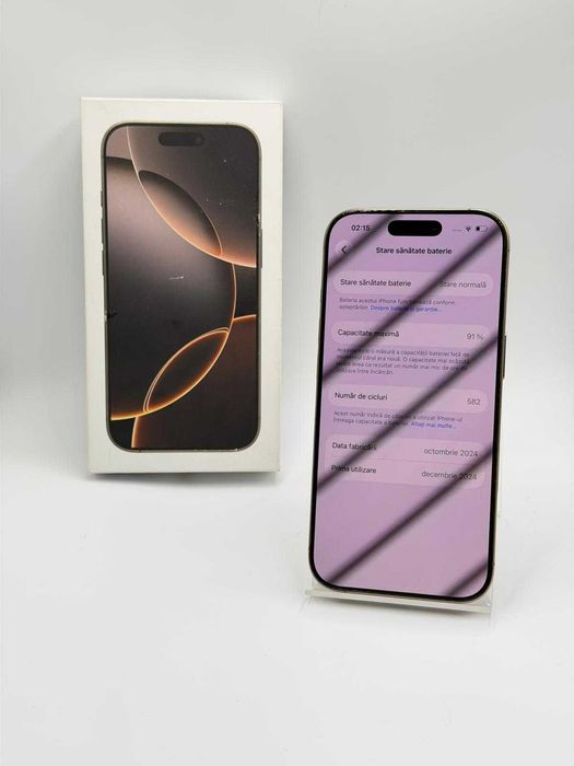 Amanet Lucky Gold VITAN / Iphone 16 PRO (SPATE FISURAT) / 256 GB 91% BAT 582 INC / Factura / Garantie #55725
