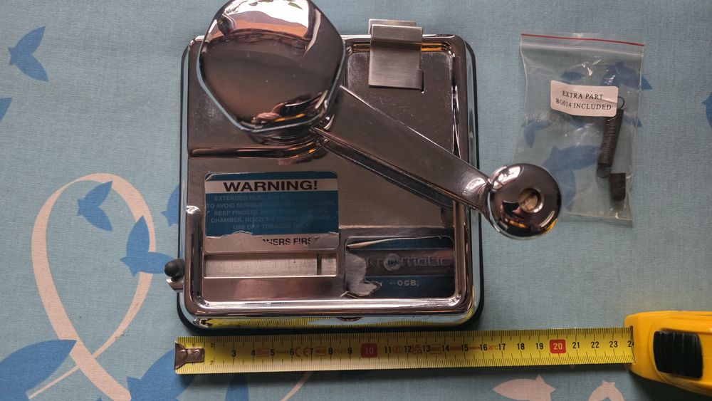 Aparat injectat tutun OCB, din inox, cu manivelă, argintiu