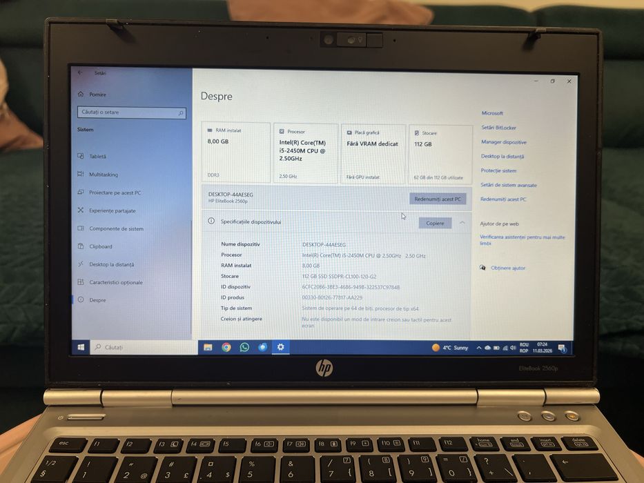 HP EliteBook 2560p i5-2540M 8 GB RAM 320 GB HDD
