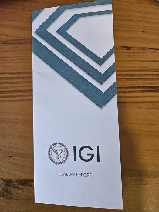 Пръстен, 14k бяло злато с естествени диаманти,  IGI сертификат