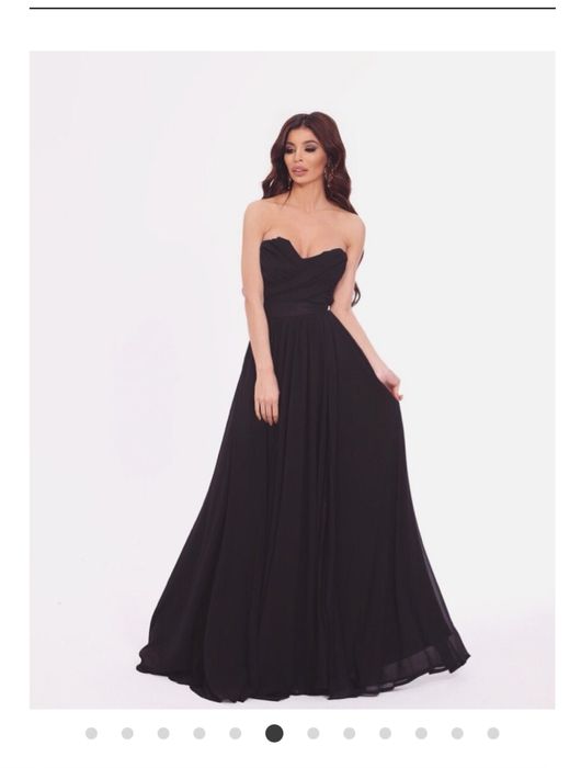 Дълга черна рокля с бюстие (бална)