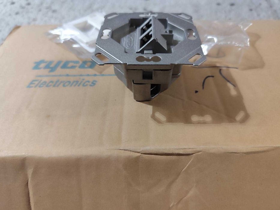 Priza perete date ingropata alba, 2x RJ45, cat6, ecranata, Tyco Amp