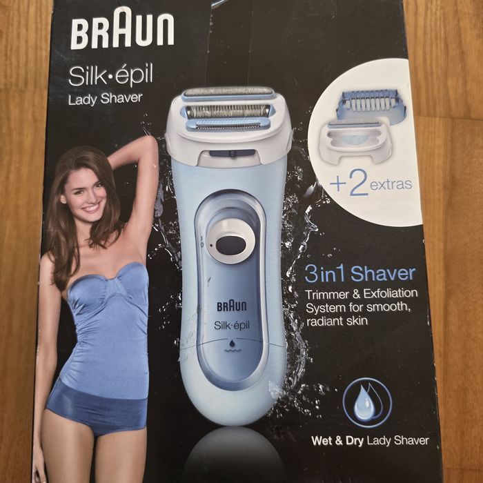Aparat de ras/Epilator  electric pentru femei Braun Silk-Epil 3 în 1, albastru, set Nou