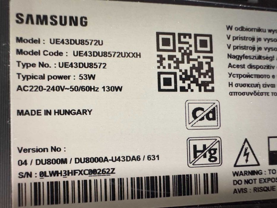 Телевизор Samsung LED 43DU8572 – 43" (108 см) Smart TV, 4K Ultra HD