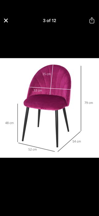 Set 4 scaune catifea fuchsia / dining modern – stare excelentă