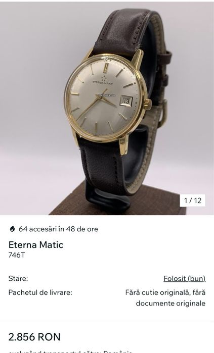 De vanzare ceas Eterna - matic