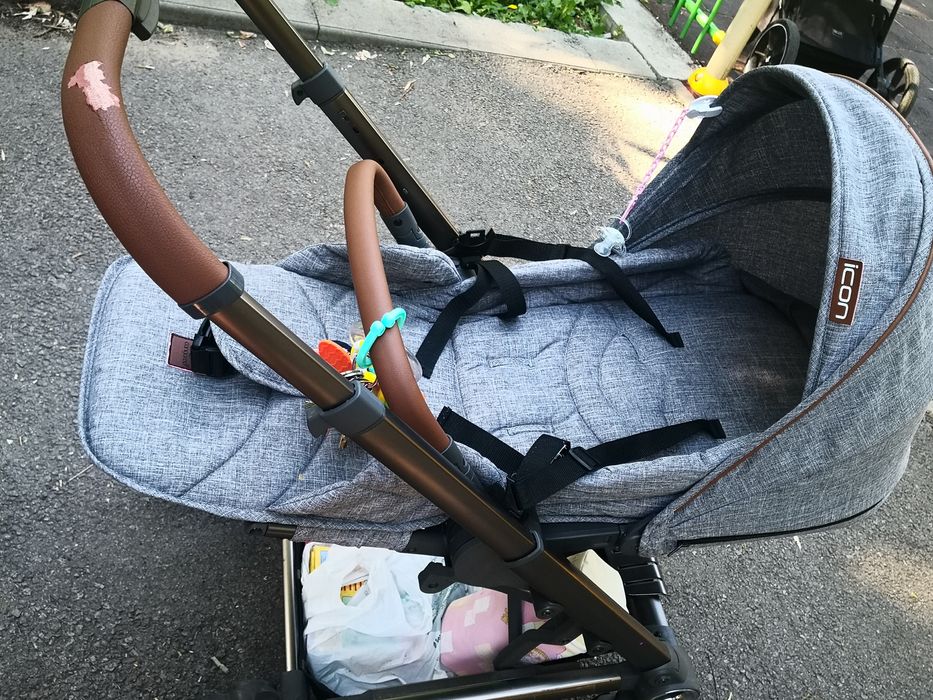 Количка Cangaroo icon 3 в 1-зимен, летен кош, столче за колата, чанта