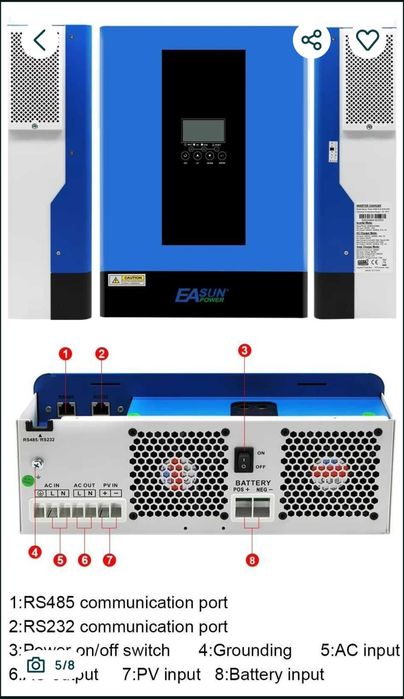 Imvertor Easun 6.2 kw invertor 48v hybrid