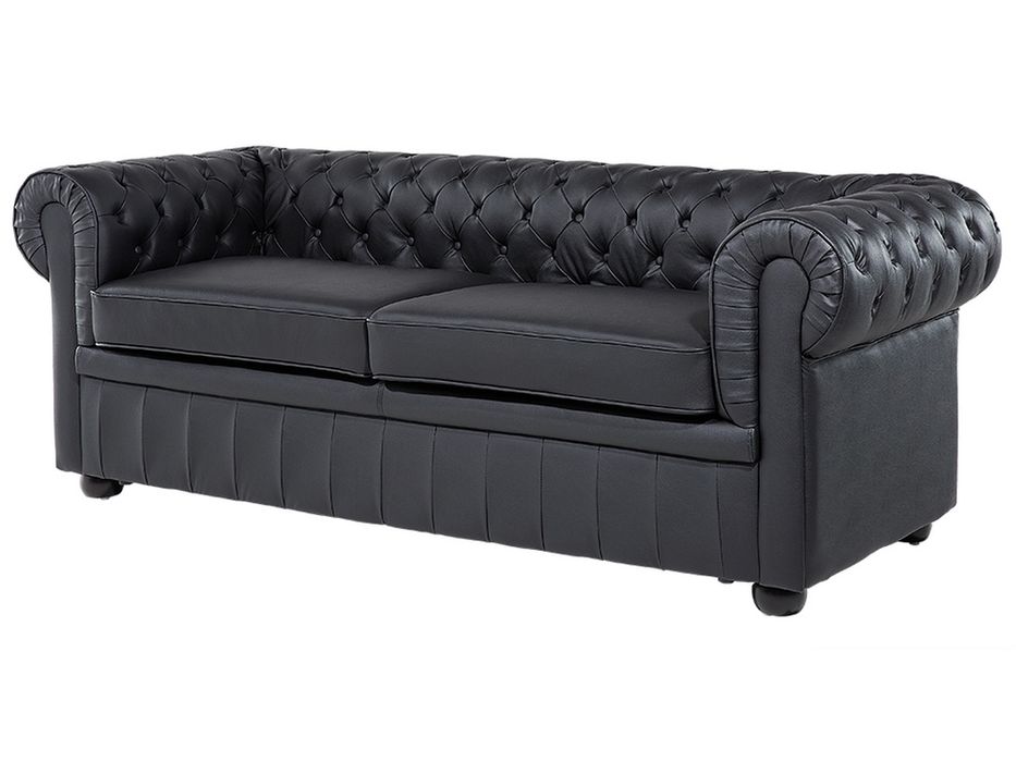 PROMOTIE! NOU Canapea "CHESTERFIELD", piele naturală, negru