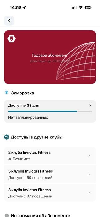 Абонемент Invictus Green mall