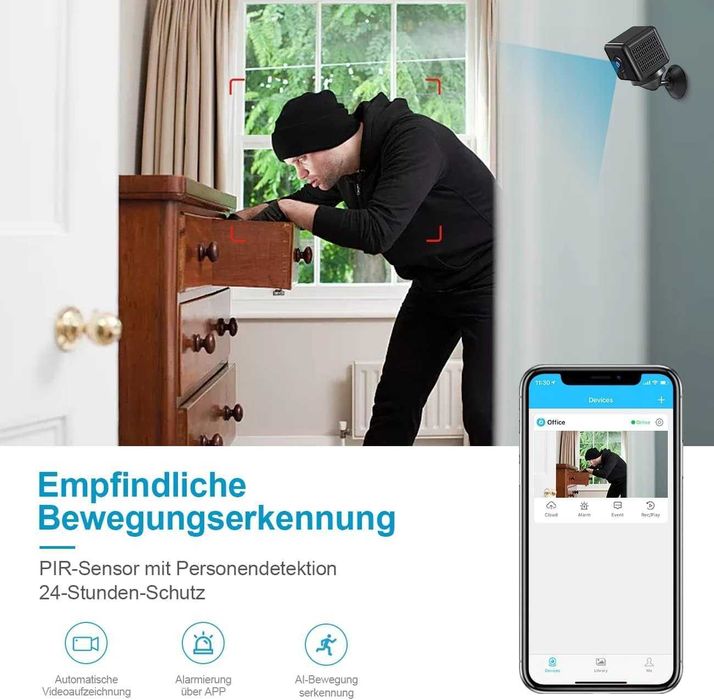 Mini camera wifi  3x3cm, mini cameră de supraveghere cu înregistrare audio și video detector de miscare si night vision