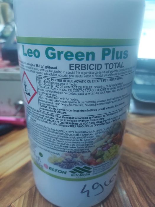 Leo Green Plus, un erbicid total pe bază de glifosat 360 g/L. 1L- Sticla