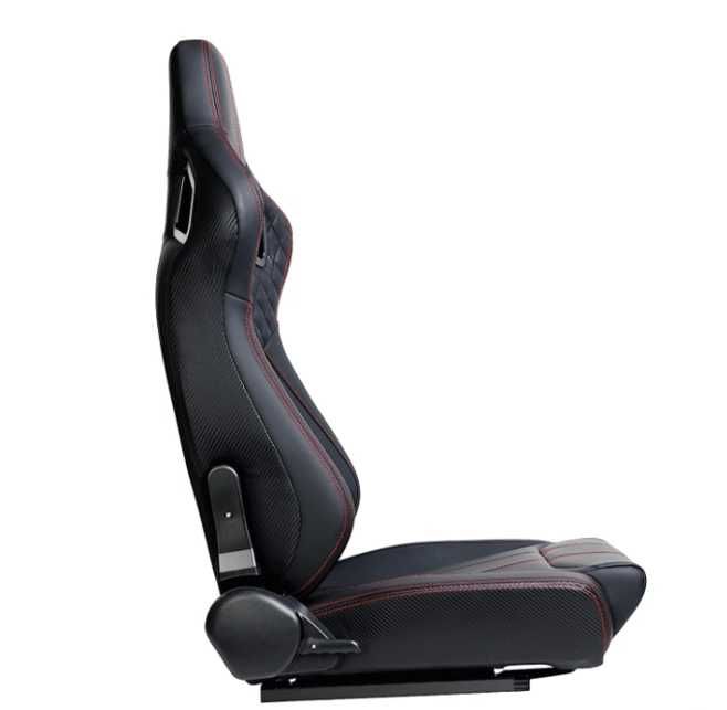 Спортни седалки за автомобил, черни с червен шев