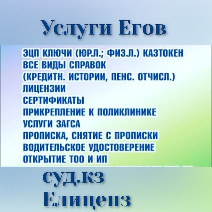 Услуги Егов и Елиценз