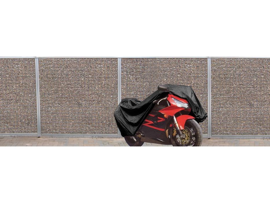 Prelata motocicleta universala Carpoint 245x80x145 cm, impermeabila din PVC, cu fereastra pentru numar de inmatriculare si husa depozitare