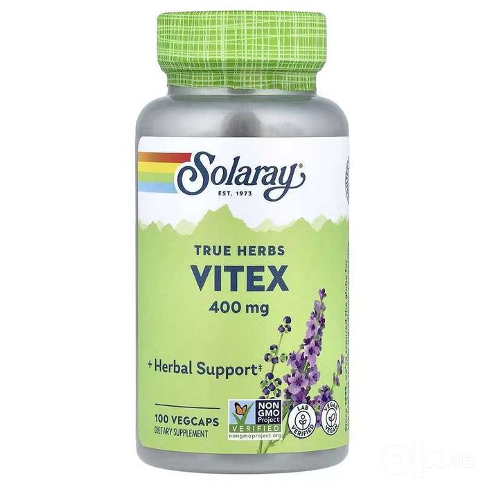Solaray Vitex, 400 mg витекс, 400 мг, 100 растительных капсул