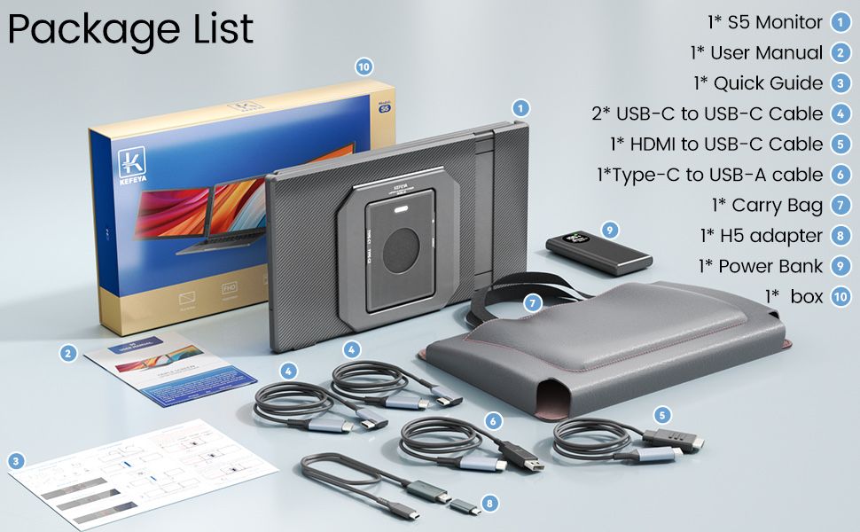 Triplu Monitor Extensibil 15.6” FHD cu Acumulator si Boxe Kefeya S5 PRO, cu suport metalic reglabil pentru Laptop sau Desktop