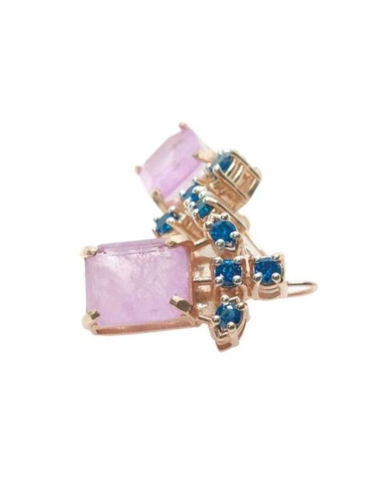 Cercei aur roz 9K Morganit si 8 Safire