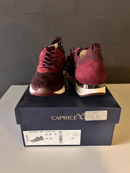 Sneakers piele damă CAPRICE cu strasuri • Mărimea 36 • Noi în cutie