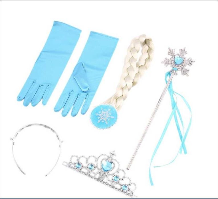 Рокля Костюм на Елза от frozen Махащ се Шлейф Наметало, Подарък Корона