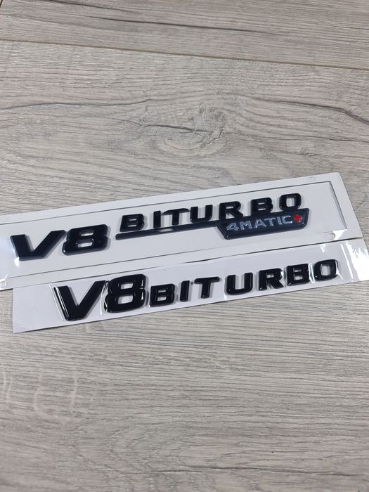 Set-2-Embleme-V8-Biturbo-4Matic+-Negre-Black-Mercedes-C-E-CLS-S-G-GLE