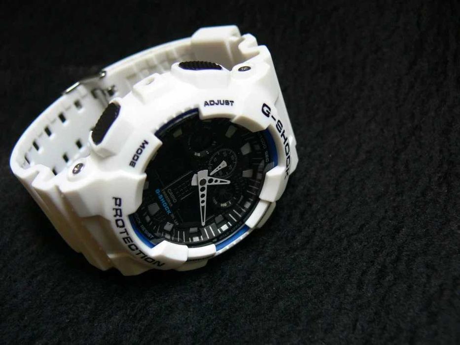 Ceas Sport Casio G-SHOCK GA-100 WHITE BLACK - NOU 2026 !! Alb Mat !!