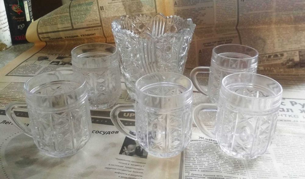 Хрусталь посуда салатница и стаканы