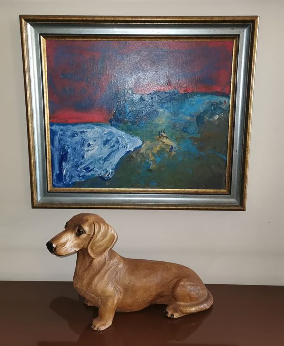 Антикварна порцеланова стенна маска Италия цветно декорирана 50х44 см