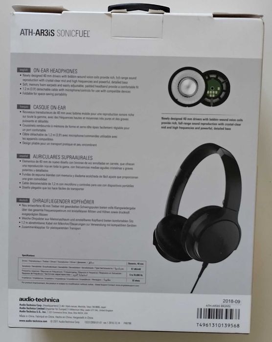 Caști On-Ear ATH-AR3IS cu Microfon, negru
