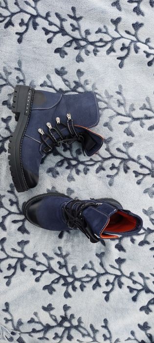 Ghete casual damă, din piele naturala, culoare blue, mărimea 36