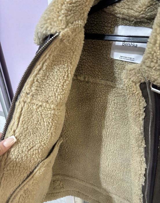 Бершка Ново зимно двулицево яке от изкуствена кожа