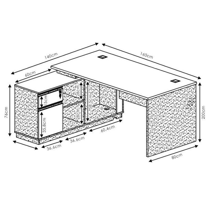 Бюро, Oscar, Антрацит, Пдч, 160х140х76см.
