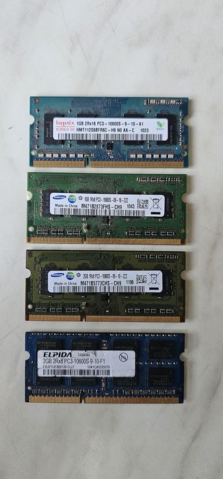 Memorie RAM Laptop DDR3 1GB / 2GB (1333MHz PC3-10600S) - Hynix, Samsung, Elpida