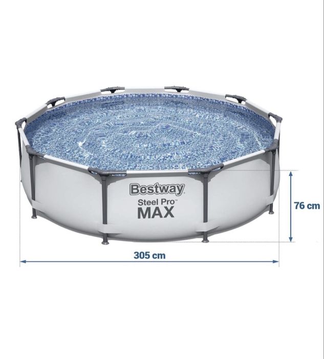 Bestway steel pro max 305×76cm + помпа + покривало