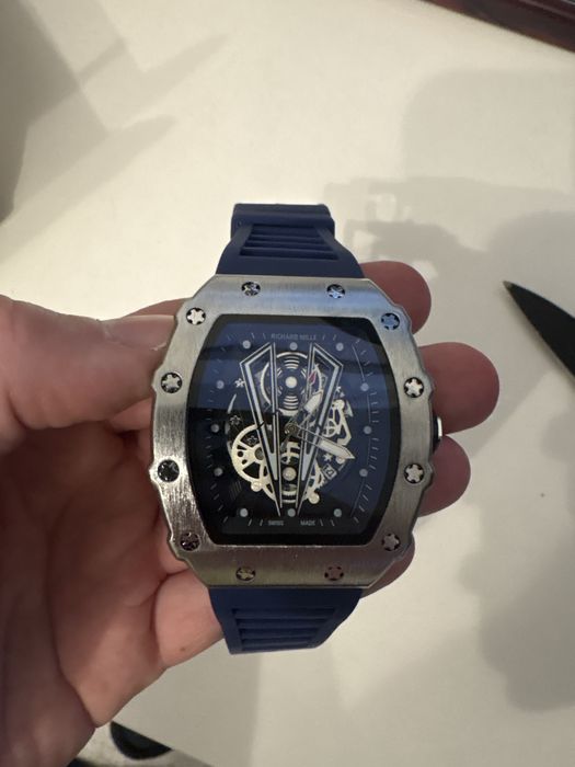 Ceas Richard Mille Silver, Curea albastru inchis