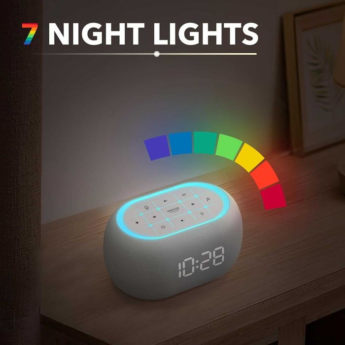 ANJANK часовник с бял шум, будилник с Bluetooth високоговорител