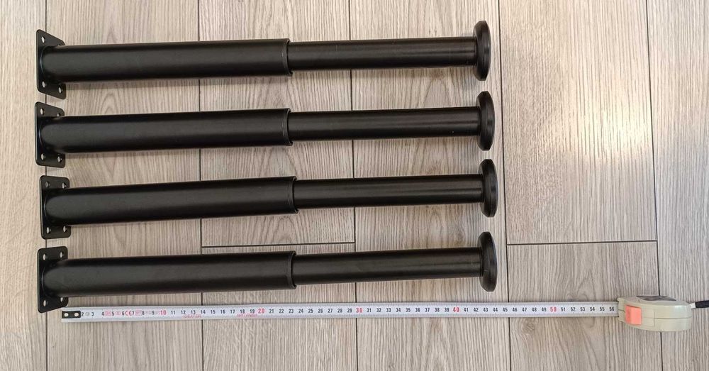 Set 4 picioare metalice reglabile pentru mobilier – 25-40 cm, culoare neagra