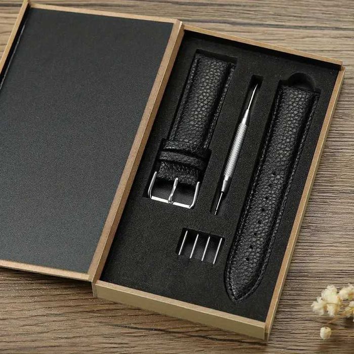 Eлегантна каишка за часовник с мотив личи и подаръчна кутия