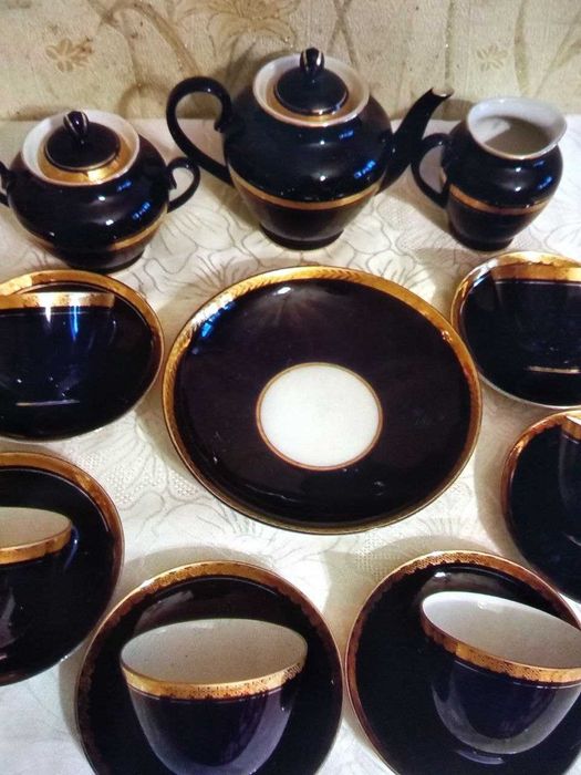 Чайный сервиз кобальтовый ЛФЗ в идеальном состоянии