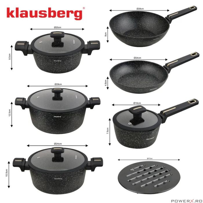 Set de oale din aluminiu turnat cu strat antiaderent din marmura,