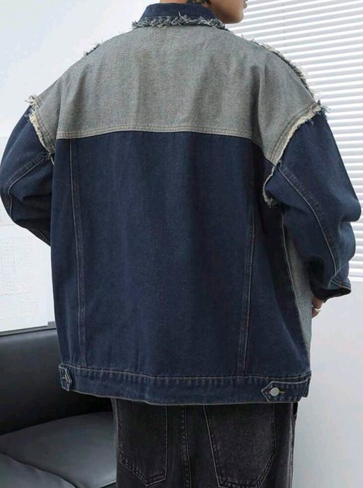 Ново мъжко карго дънково яке риза Street Style изтъркано  деним памук